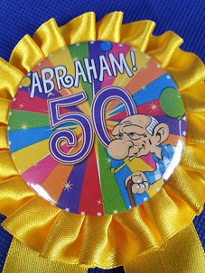 Rozet inclusief button - Abraham - 50 jaar