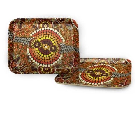Tray - Aboriginal Art - bruin